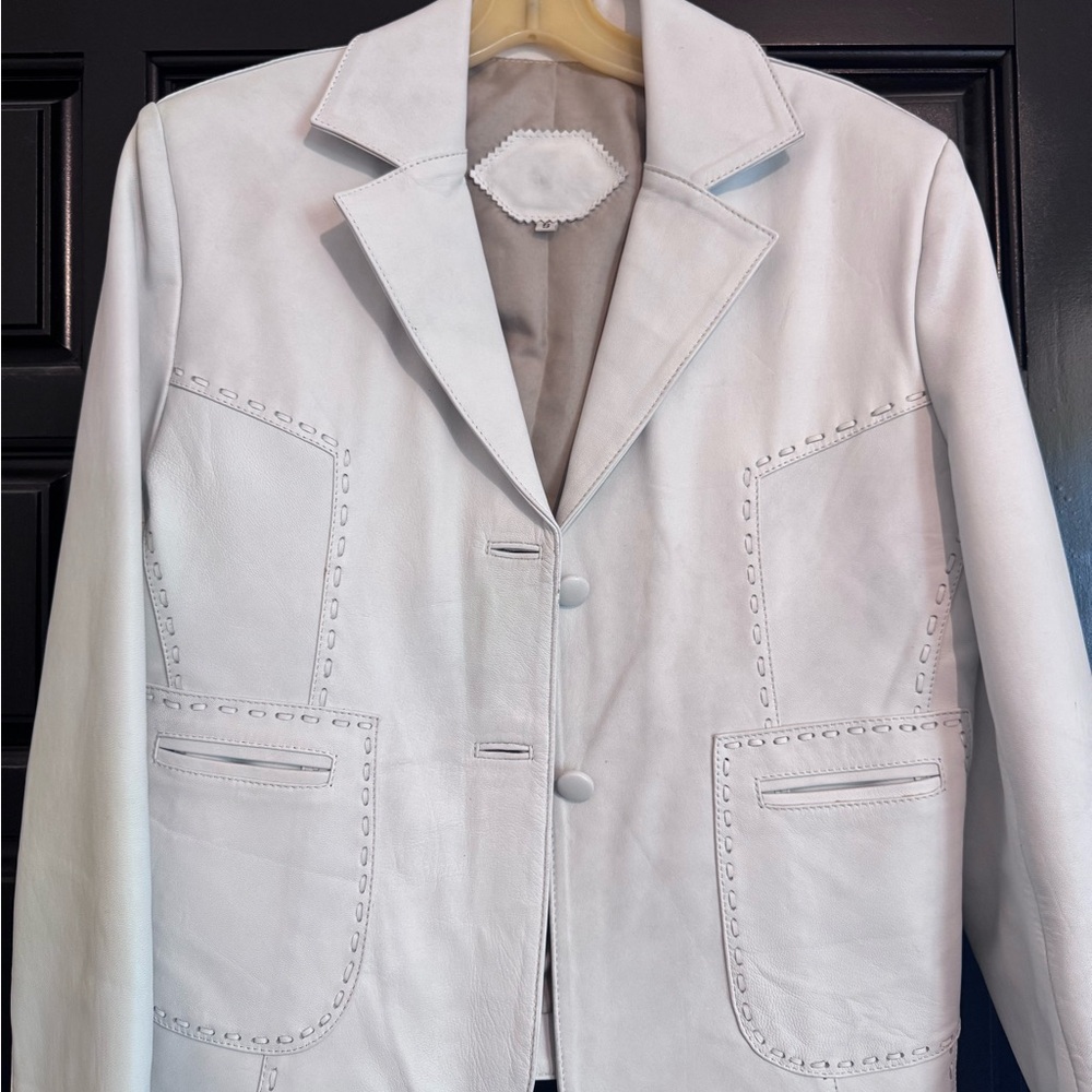 White Leather Women's Jacket